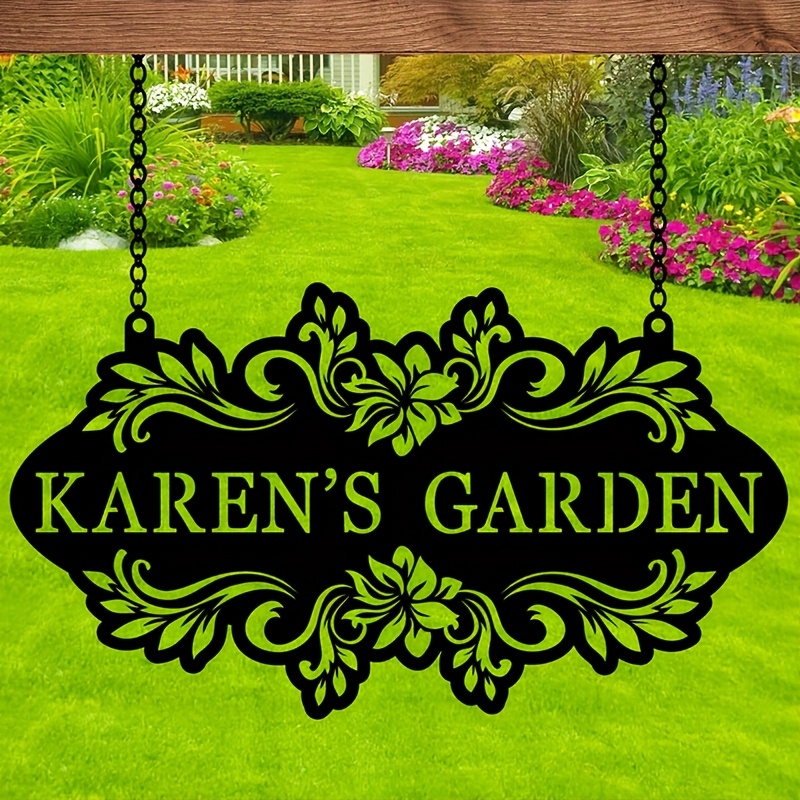 Outdoor Furniture Metal - Individuelles Metall-Kunstschild mit Namen/Text/Datum, Außen-/Innenbereich-Gartenmarkierung, geeignet