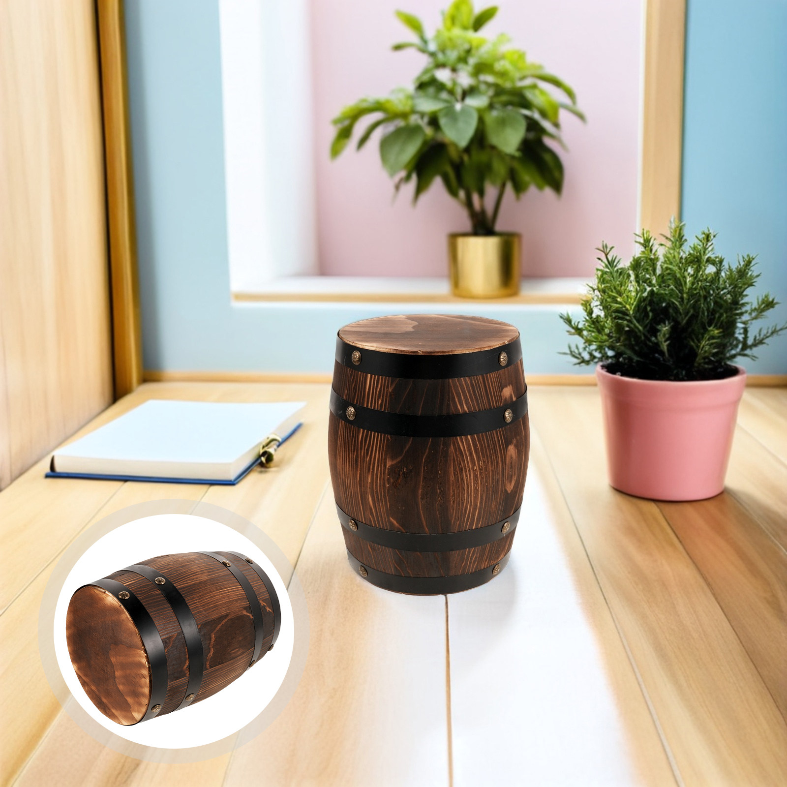 Outdoor Furniture Wood - Holz-Gartenhocker für die Außendekoration, Terrassenmöbel, Retro-Whiskey-Beistellhocker
