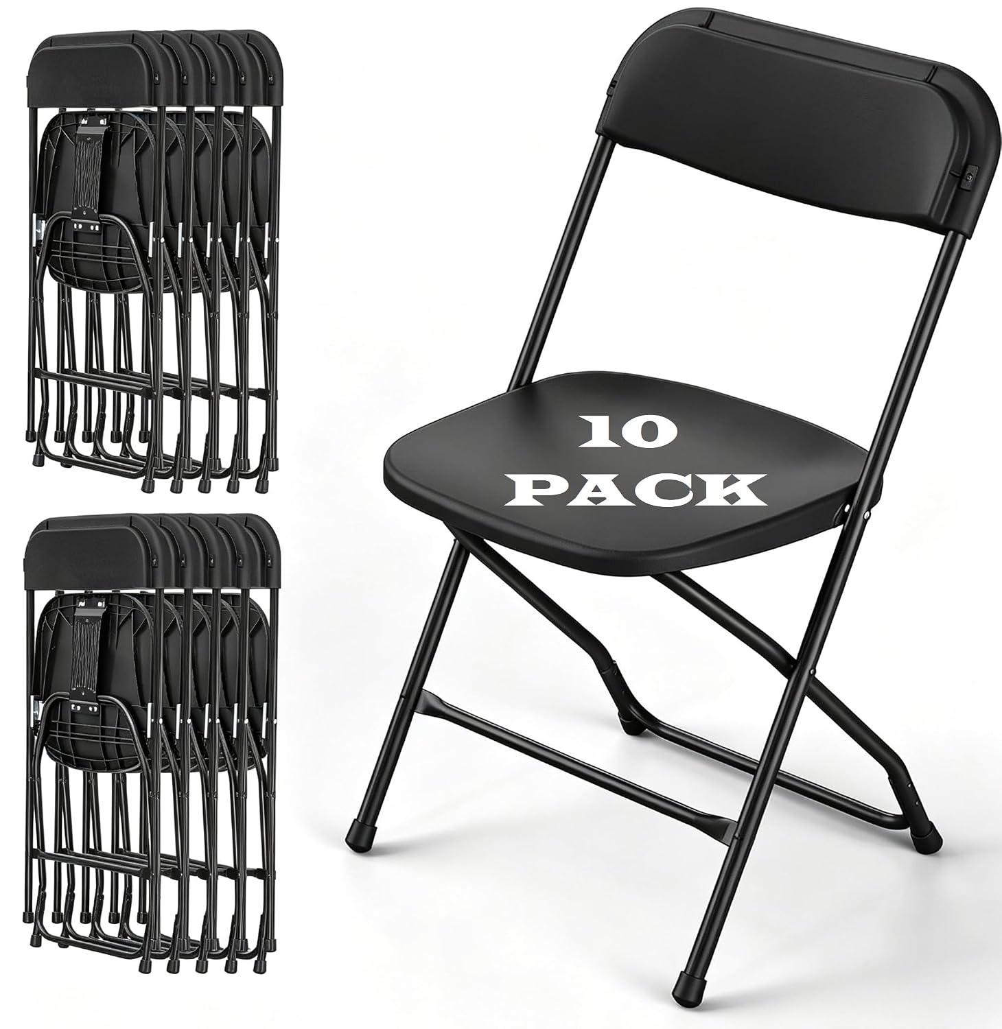 Outdoor Furniture Metal Chairs - Schwarzer Klappstuhl mit Metallrahmen, strapazierfähig, stapelbar,