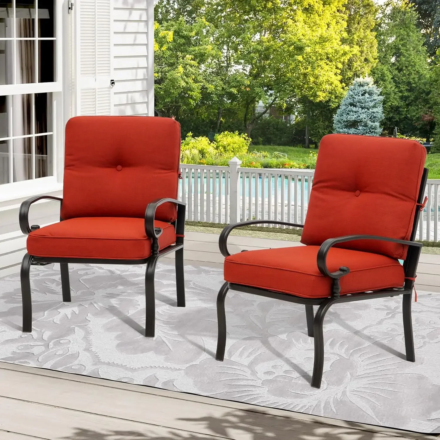 Rote Outdoor-Metall-Bistrostüh – Outdoor Furniture Metal Chairs Bewertung und Preis